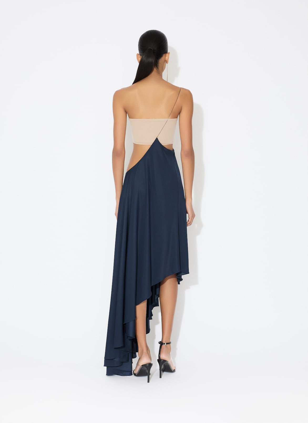 JERSEY SUSPENDER SKIRT ALAÏA DARK BLUE JERSEY SUSPENDER SKIRT